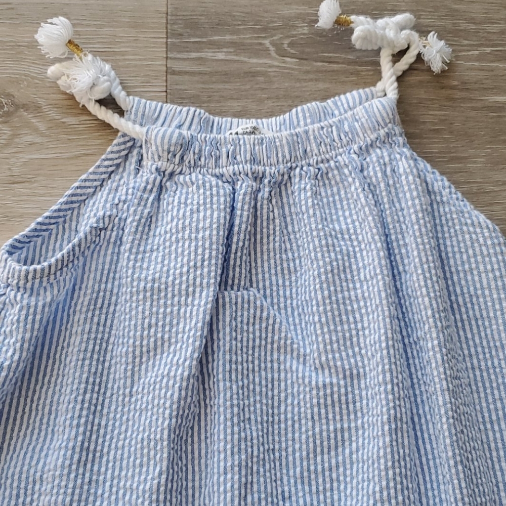 3/$10 Light Blue Striped Sun Dress - Picture 2 of 5